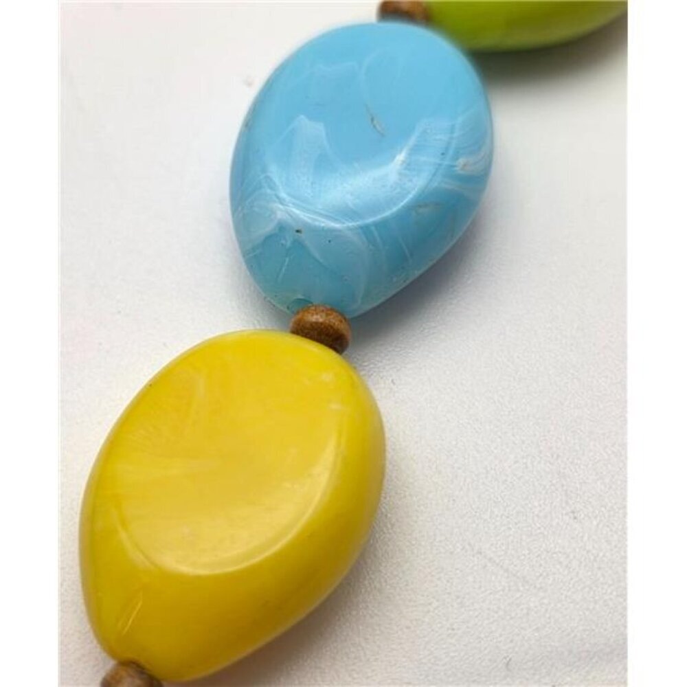 Vintage Lucite Necklace Colorful Marbled Oval Beads 36 In Fruit Salad Statement - Picture 3 of 8